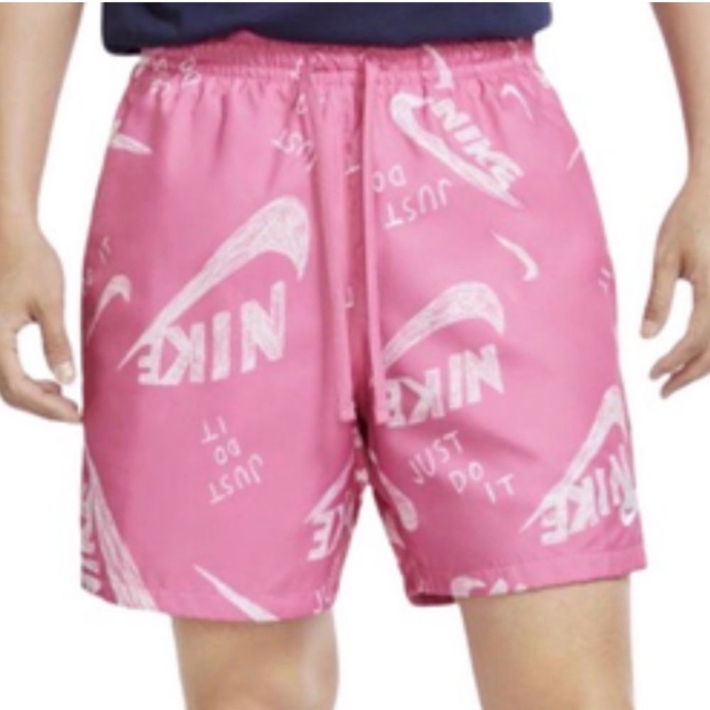 Nike Men's NSW Woven Flow Swoosh All Over Print Gym Swim Shorts in Pink Sz XXL